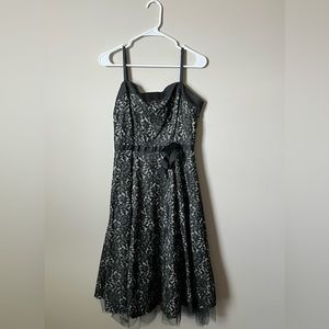 Vintage lace dress with black tulle underneath